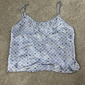 Angelique Vintage Blue Checkered Tank Crop Top‎ 90s Size S Dainty Fairy Y2K